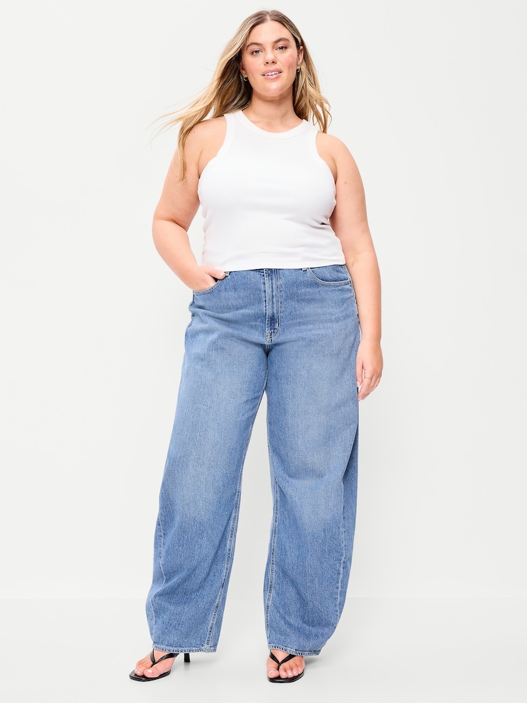 High-Waisted Rounded Wide-Leg Barrel Jeans