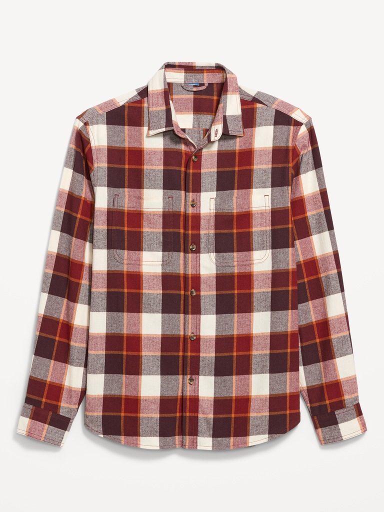 Relaxed Long-Sleeve Flannel Pocket Shirt