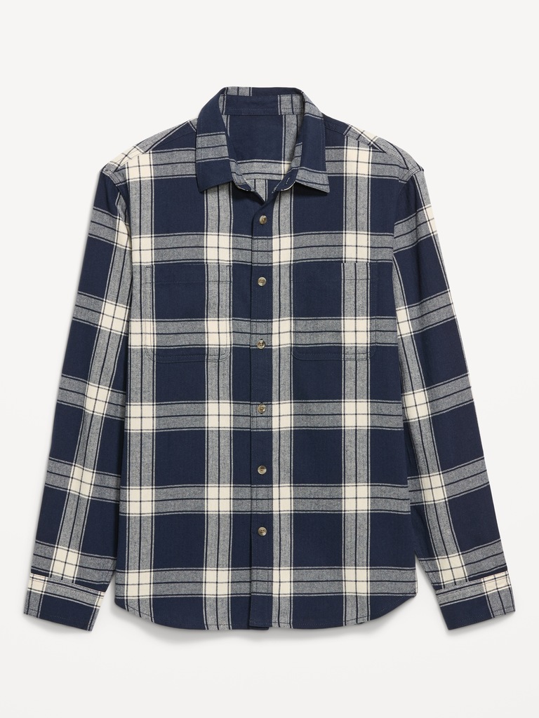 Relaxed Long-Sleeve Flannel Pocket Shirt