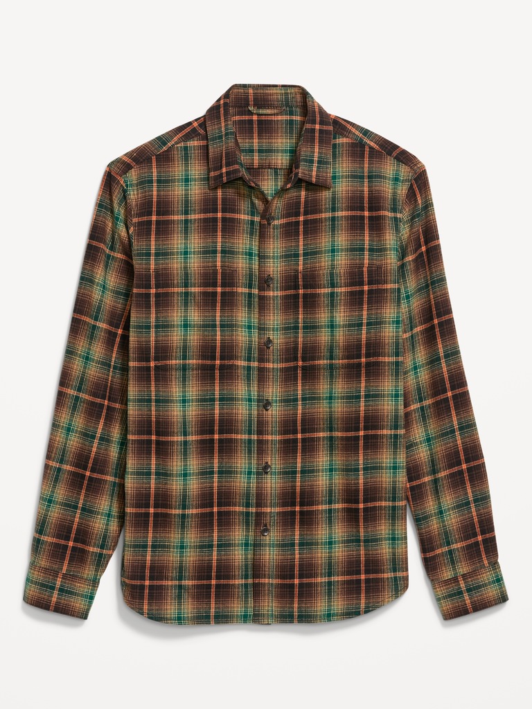 Relaxed Long-Sleeve Flannel Pocket Shirt