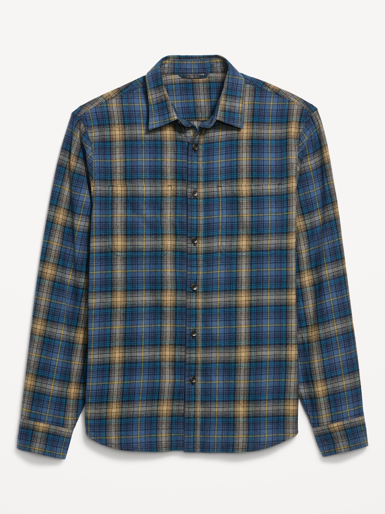Relaxed Long-Sleeve Flannel Pocket Shirt