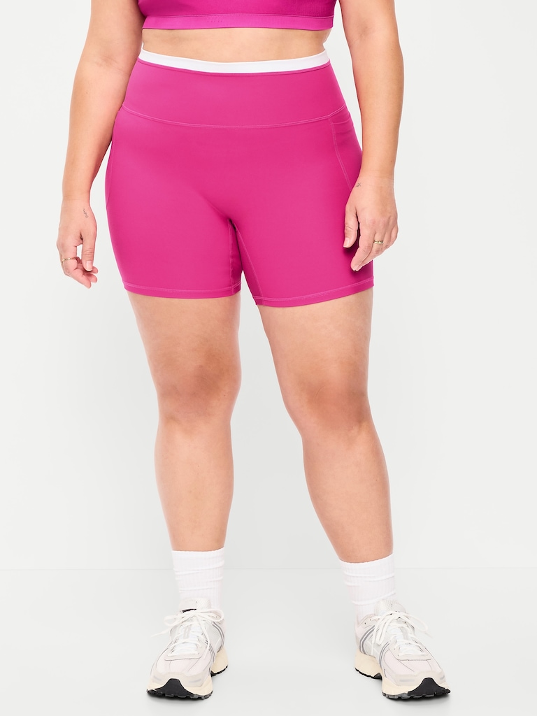Extra-High Waisted PowerSoft Boundless Pocket Biker Shorts-- 6-inch inseam - No Front Seam