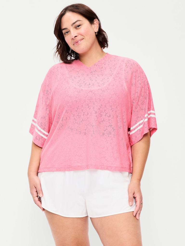 Oversized Cropped Football T-Shirt