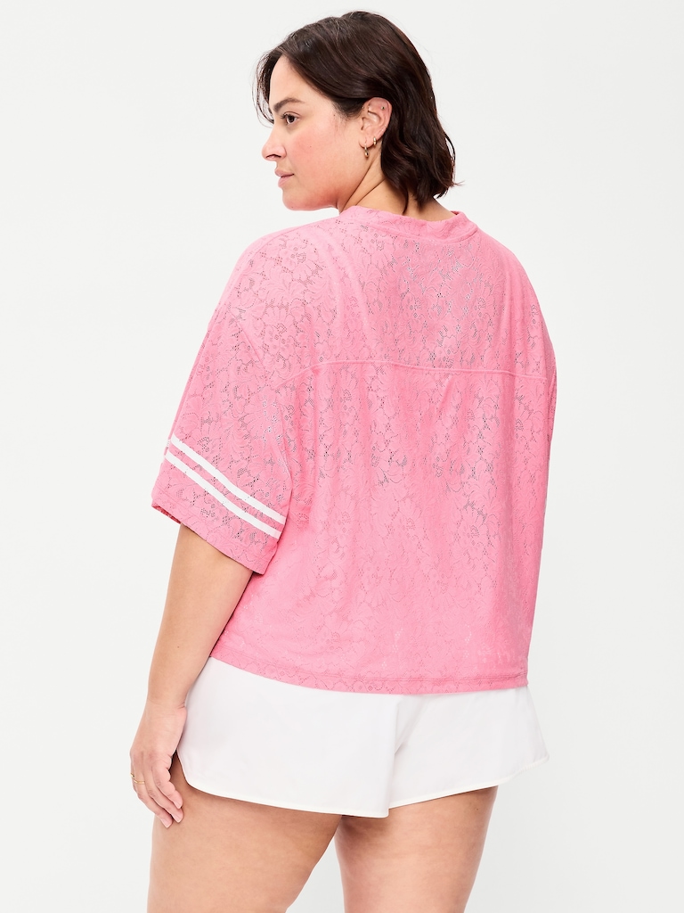 Oversized Cropped Football T-Shirt