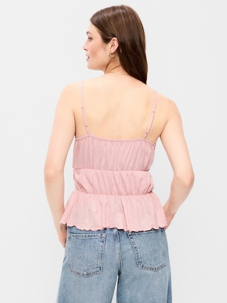 Lace-Trim Smocked-Waist Tank Top