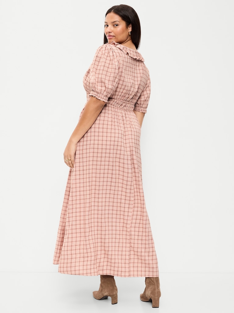 Ruffle-Trim Boho Maxi Dress