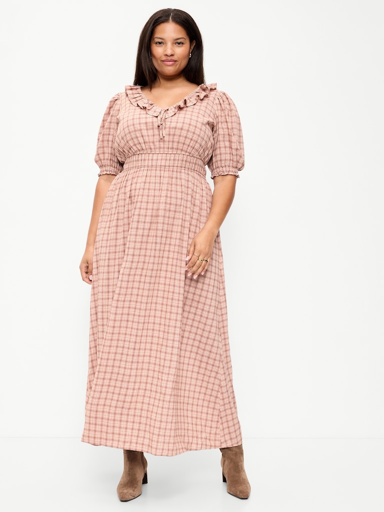 Ruffle-Trim Boho Maxi Dress