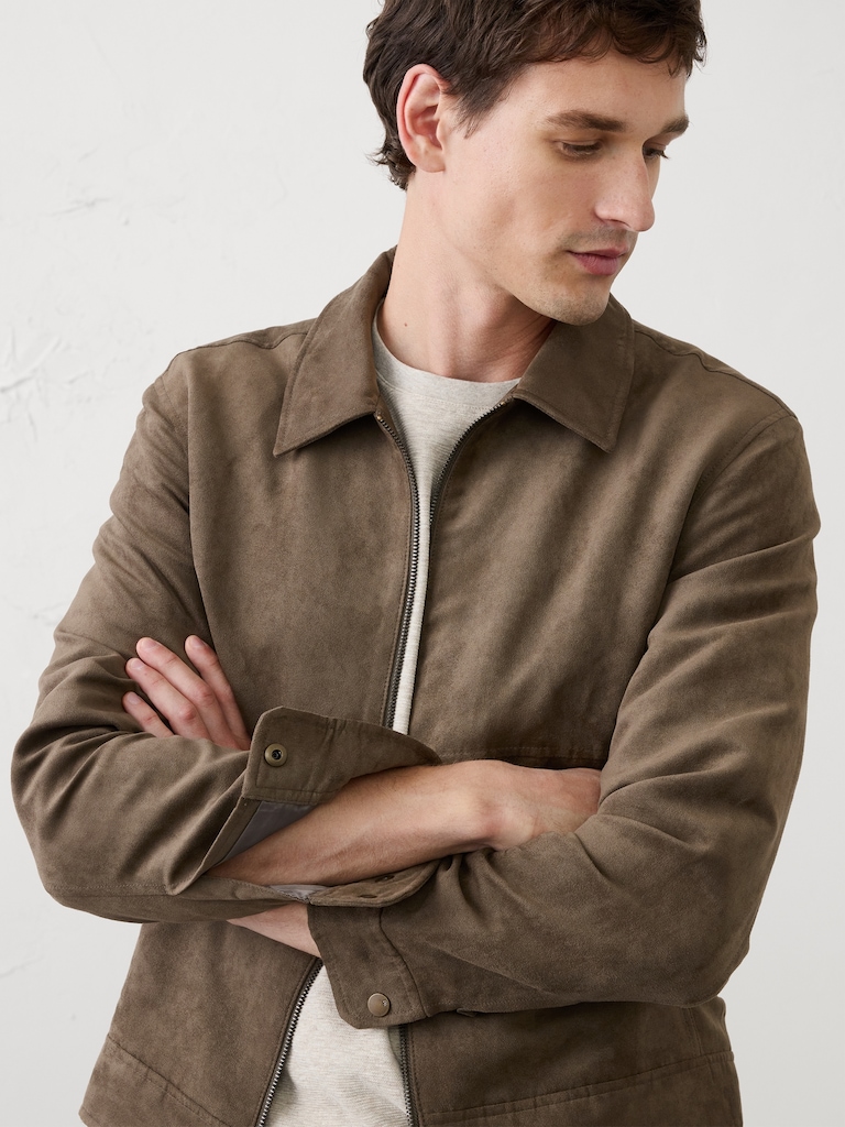 Vegan Suede Zip Jacket