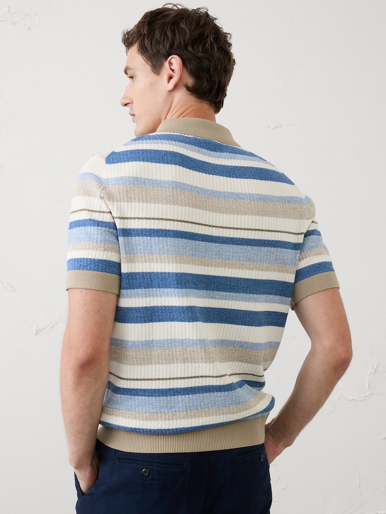 Textured Striped Sweater Polo