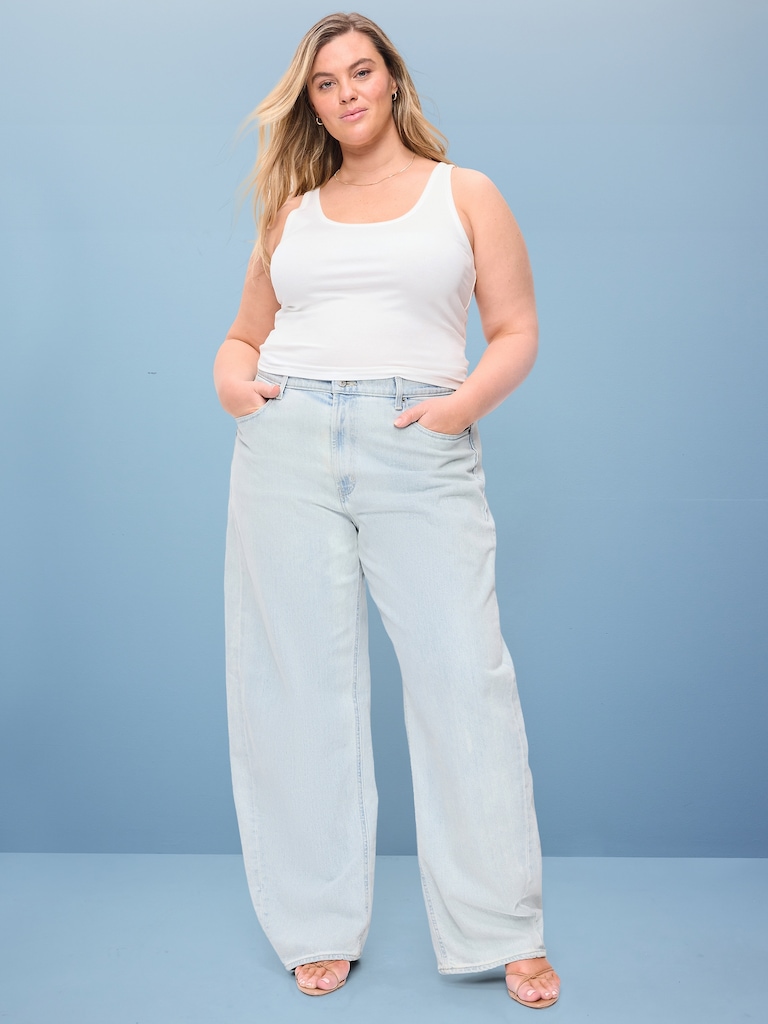 High-Waisted Rounded Wide-Leg Barrel Jeans