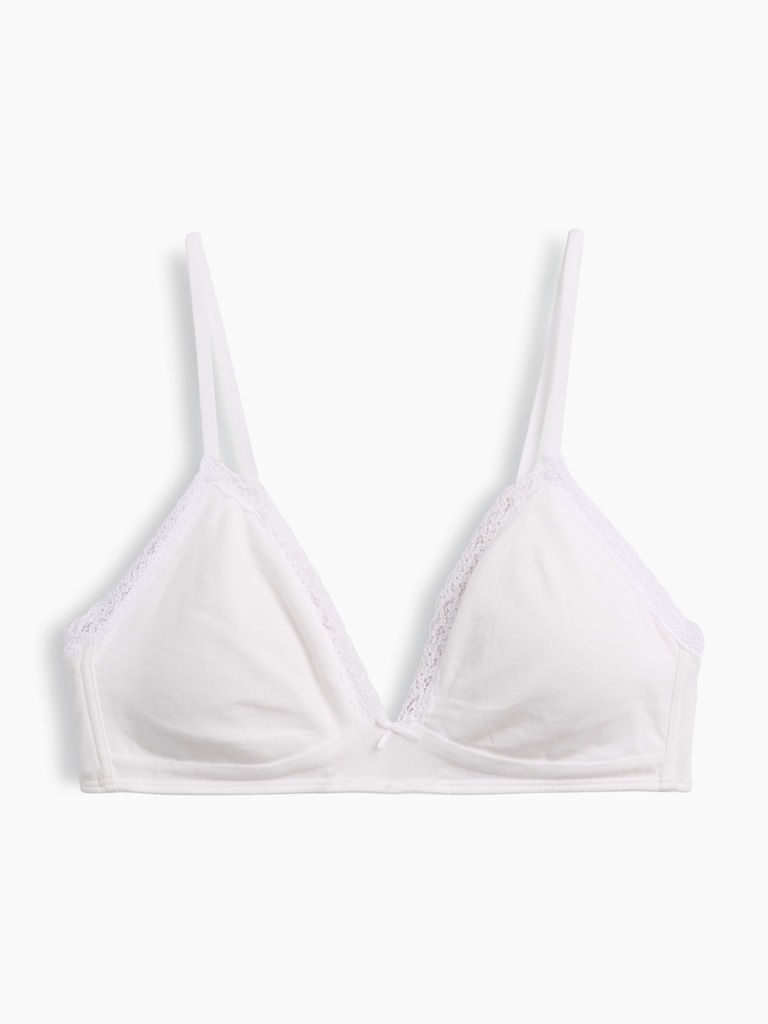 SoftMade Organic Stretch Cotton Lace-Trim Triangle Bralette