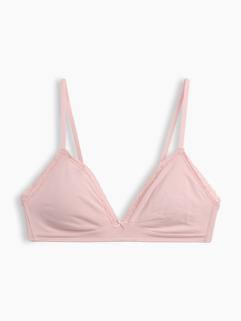 SoftMade Organic Stretch Cotton Lace-Trim Triangle Bralette