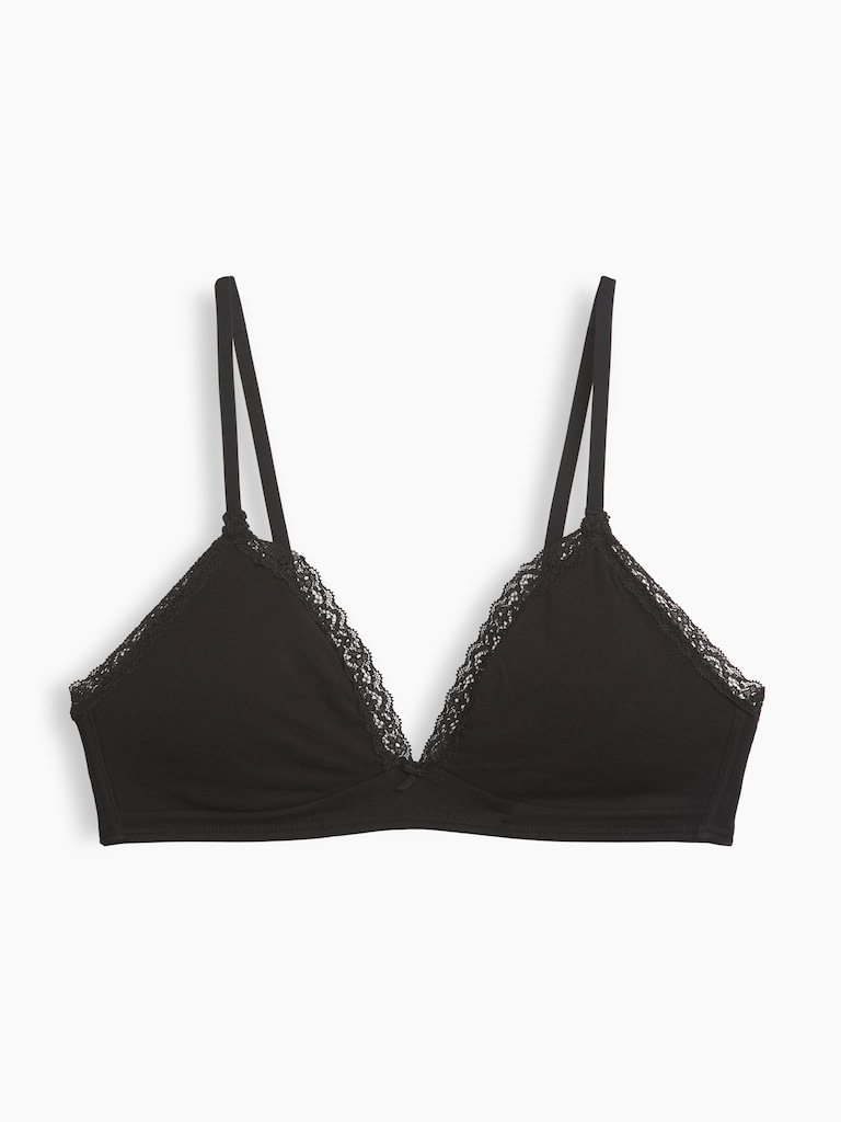 SoftMade Organic Stretch Cotton Lace-Trim Triangle Bralette