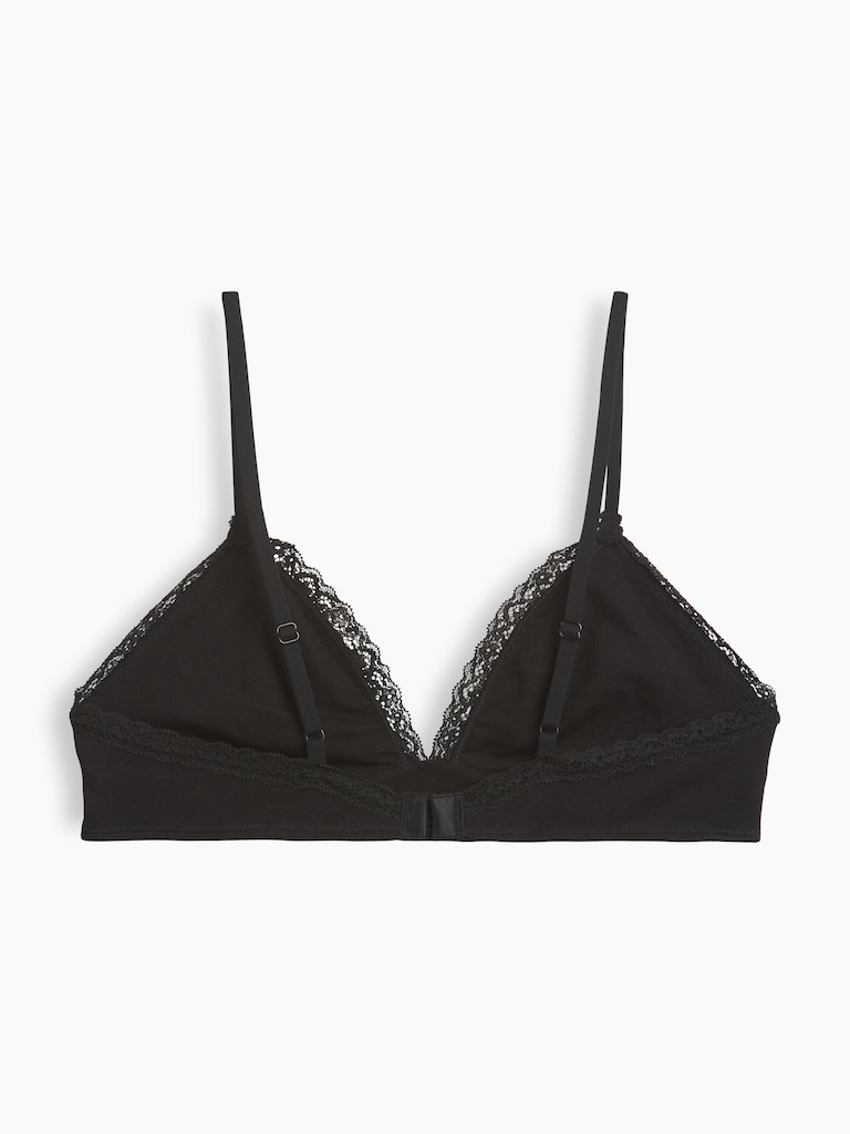 SoftMade Organic Stretch Cotton Lace-Trim Triangle Bralette
