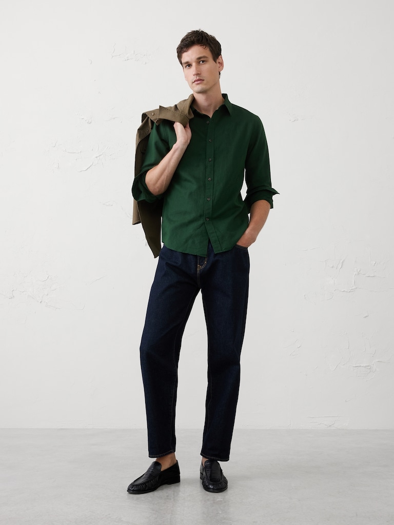 Slim-Fit Linen-Blend Shirt