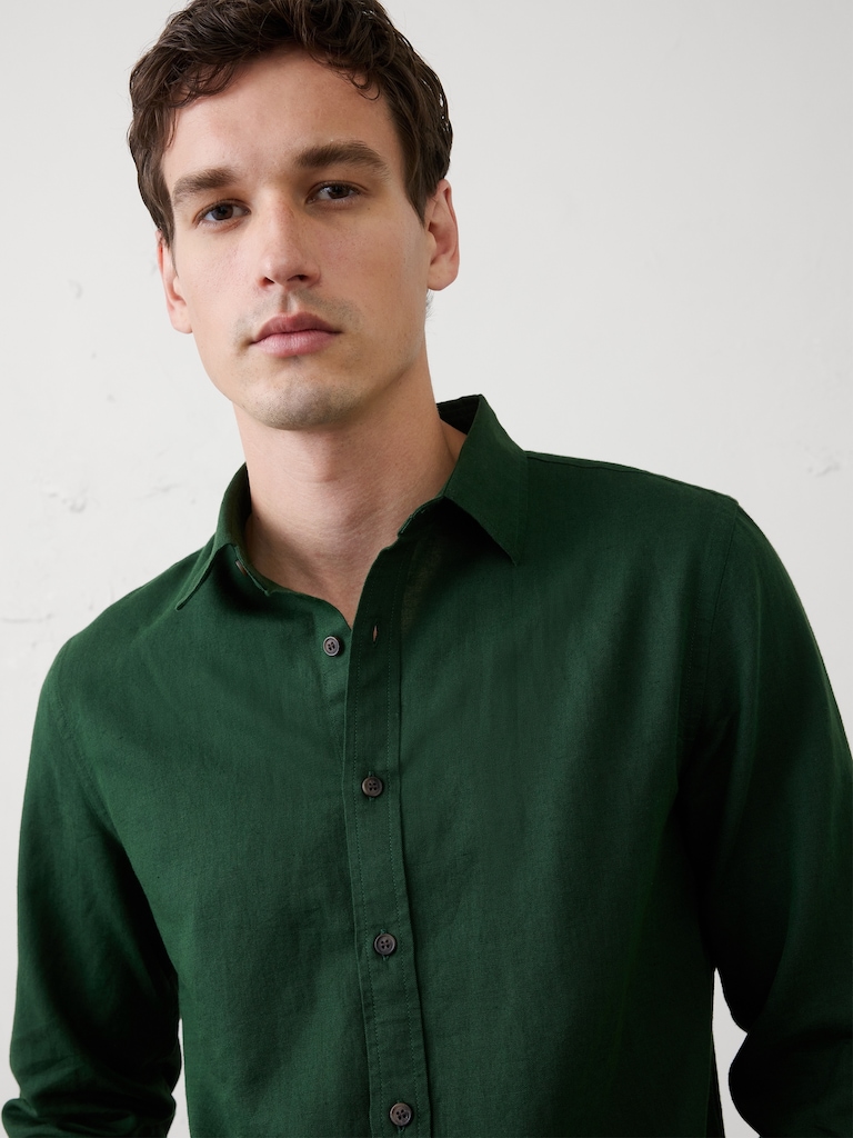 Slim-Fit Linen-Blend Shirt