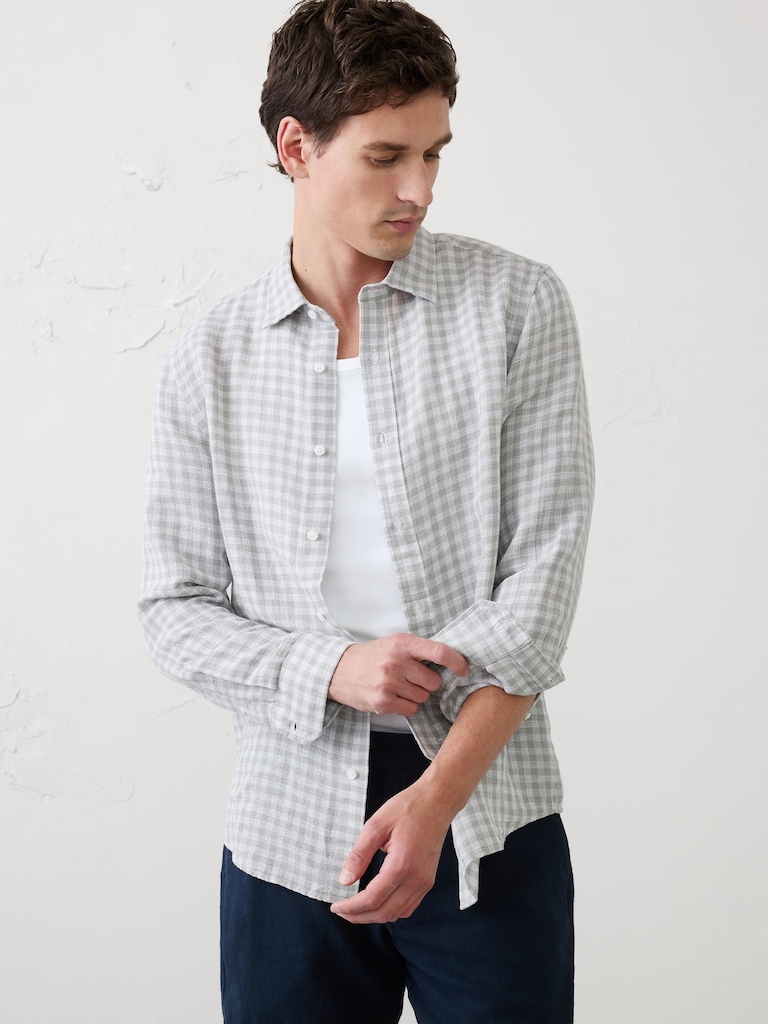 Slim-Fit Linen-Blend Shirt