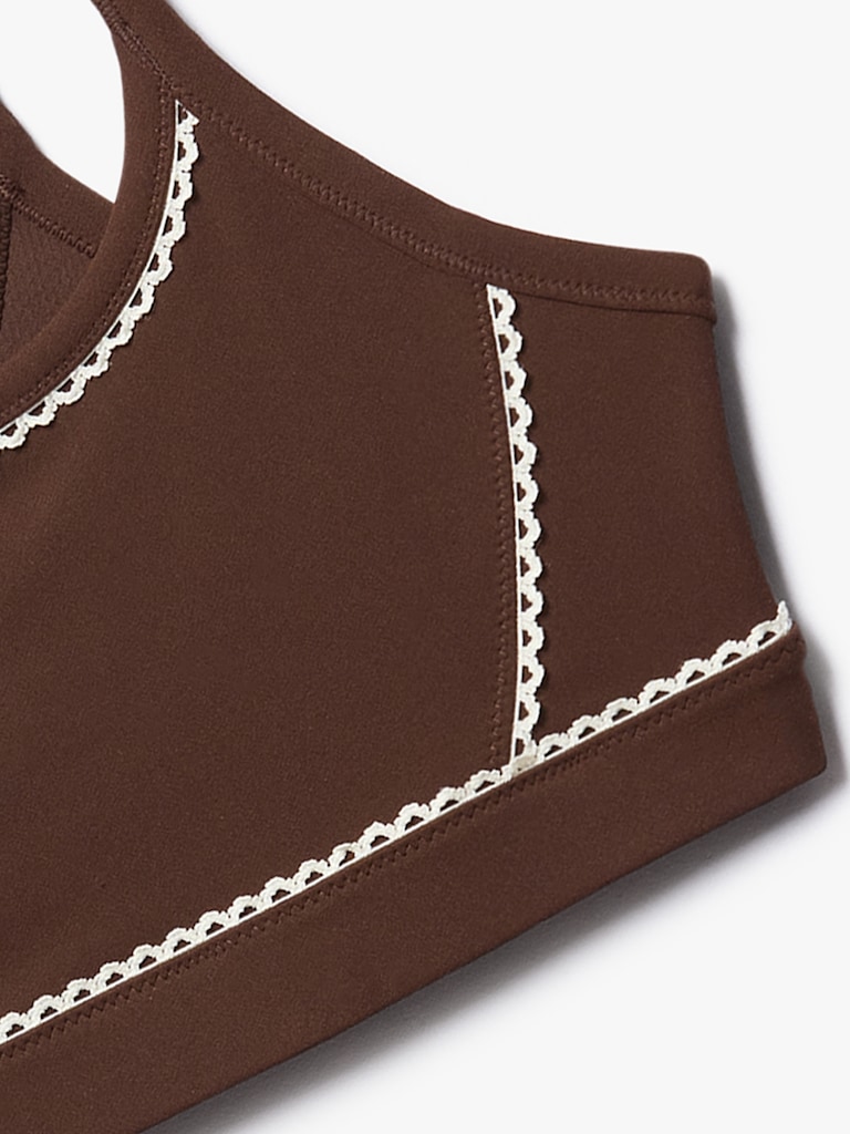 Square Neck Picot Sports Bra A-C
