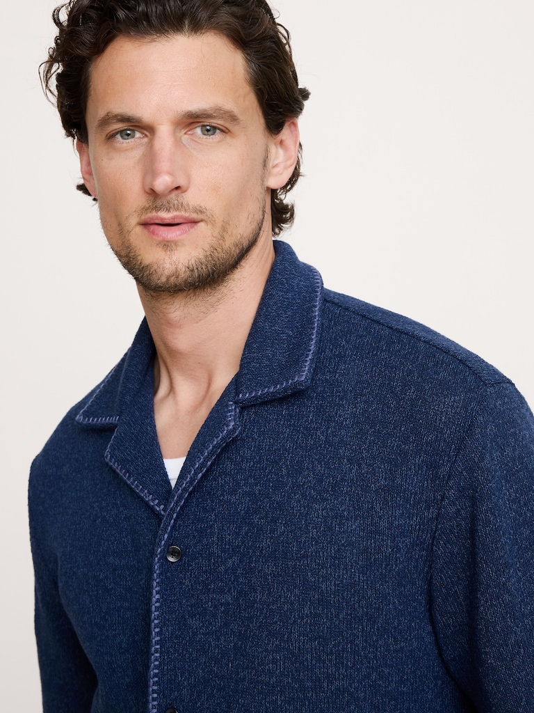 Marled Resort Shirt With Blanket Stitch