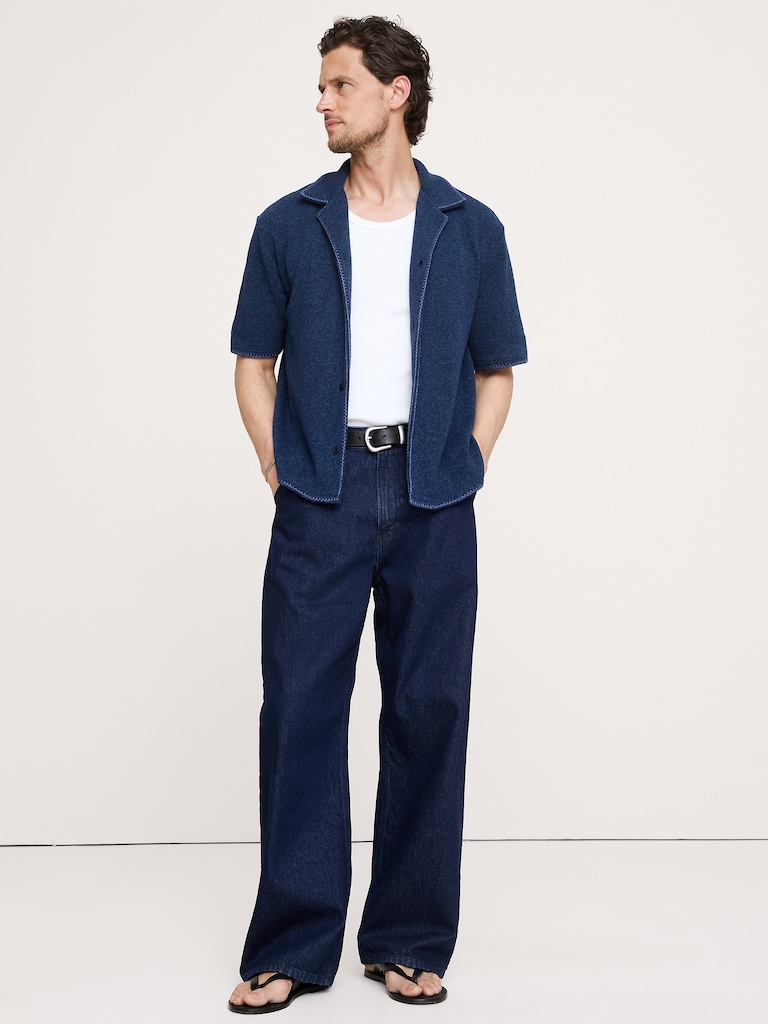 Marled Resort Shirt With Blanket Stitch