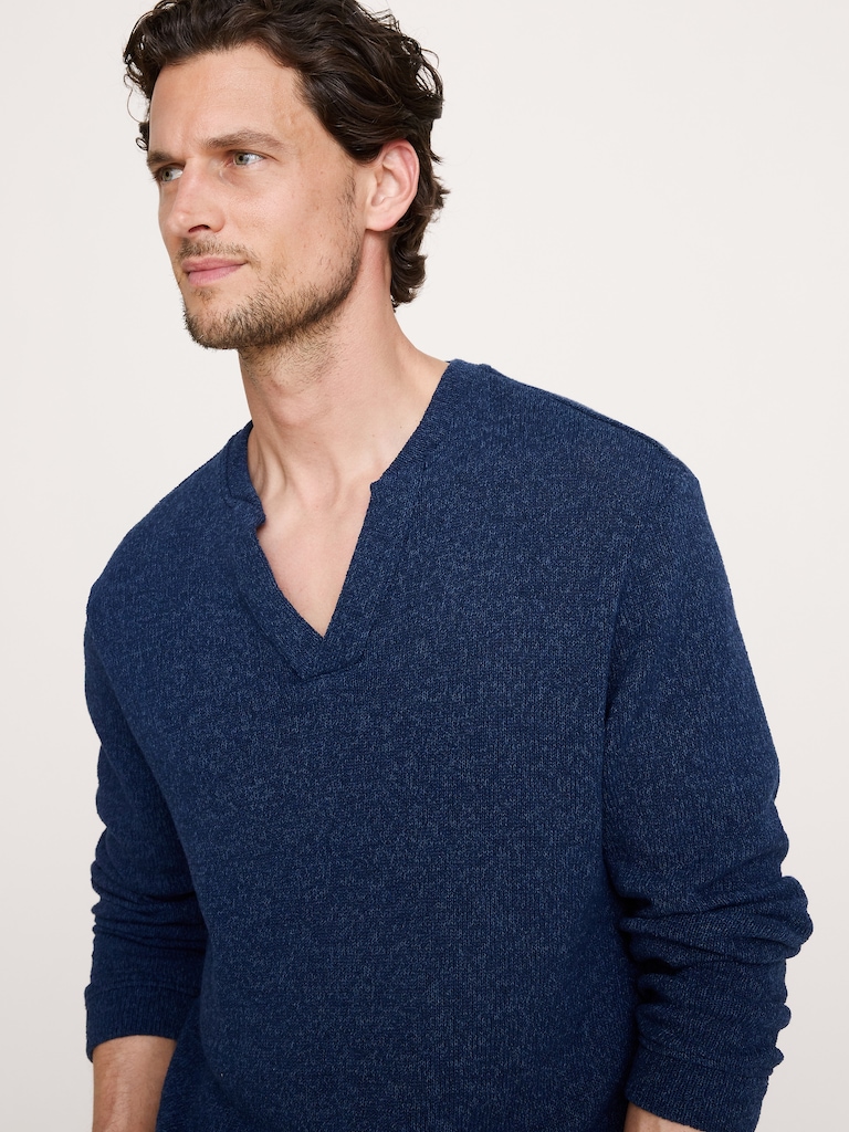 Marled Notch-Neck T-Shirt