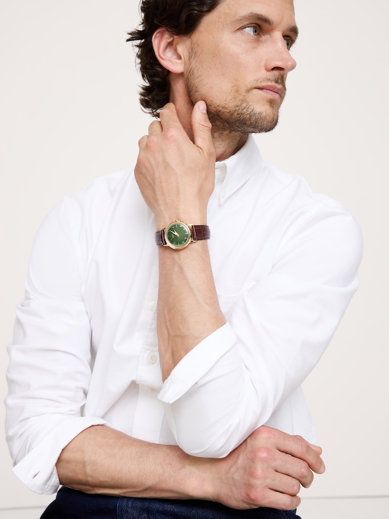 Marlin Quartz 34mm Leather Strap Watch By Timex