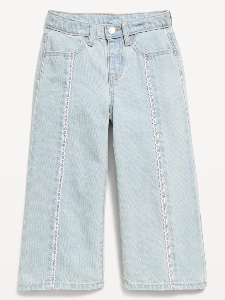 Super Baggy Lace-Trim Wide-Leg Jeans for Toddler Girls