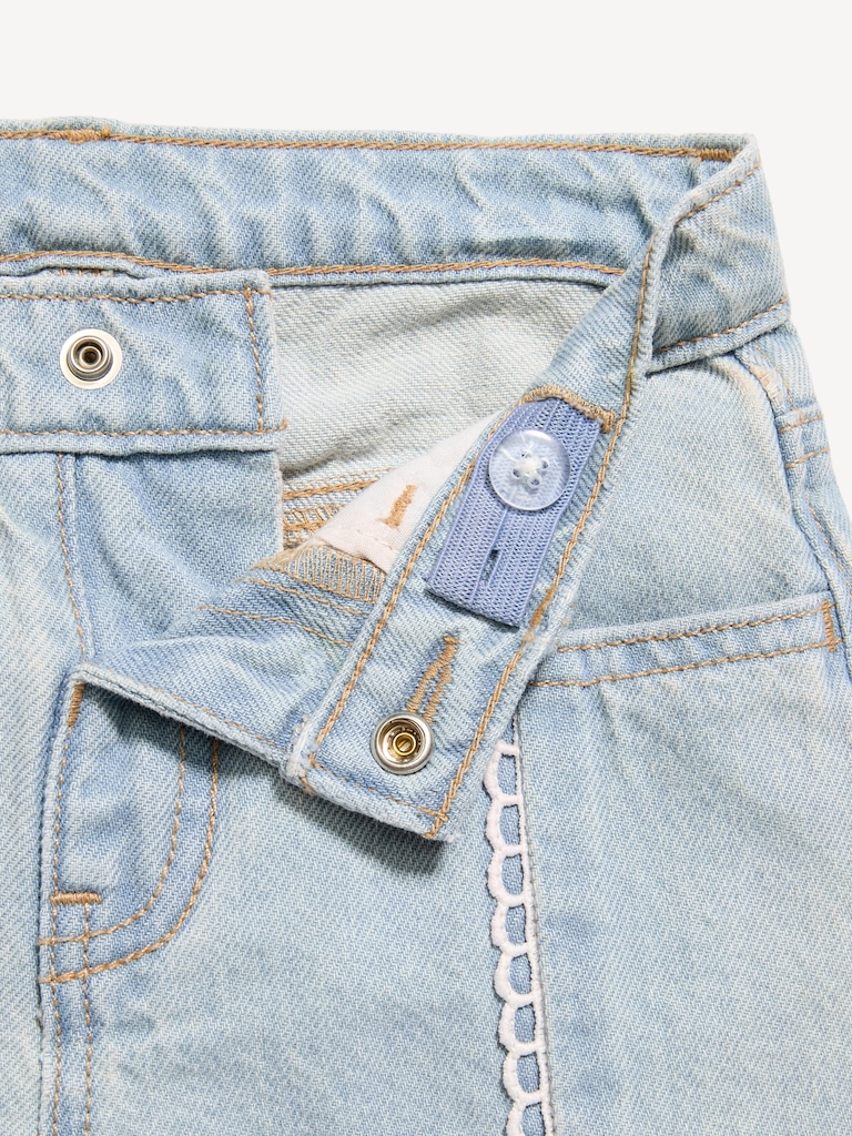 Super Baggy Lace-Trim Wide-Leg Jeans for Toddler Girls