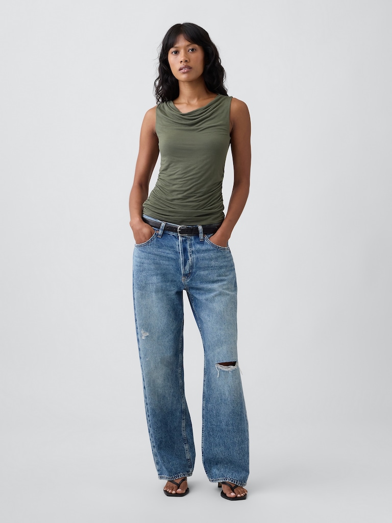 Sleeveless Cowl-Neck Top