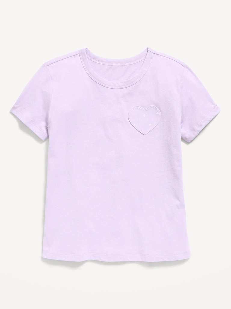 Softest Short-Sleeve Heart-Pocket T-Shirt for Girls