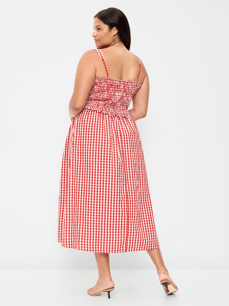 Fit & Flare Smocked-Bodice Midi Dress
