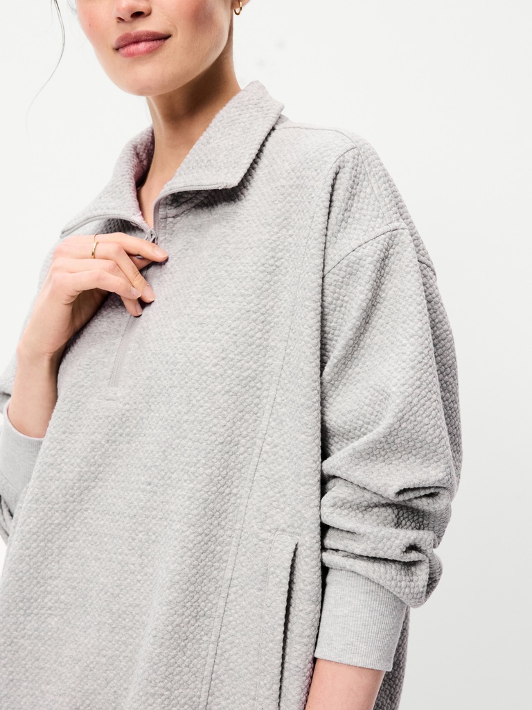 Dynamic Fleece Oversized Textured Tunic Sweatshirt