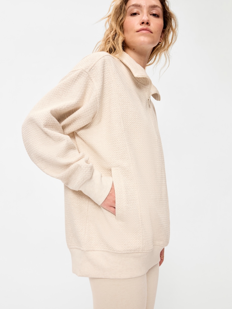 Dynamic Fleece Oversized Textured Tunic Sweatshirt