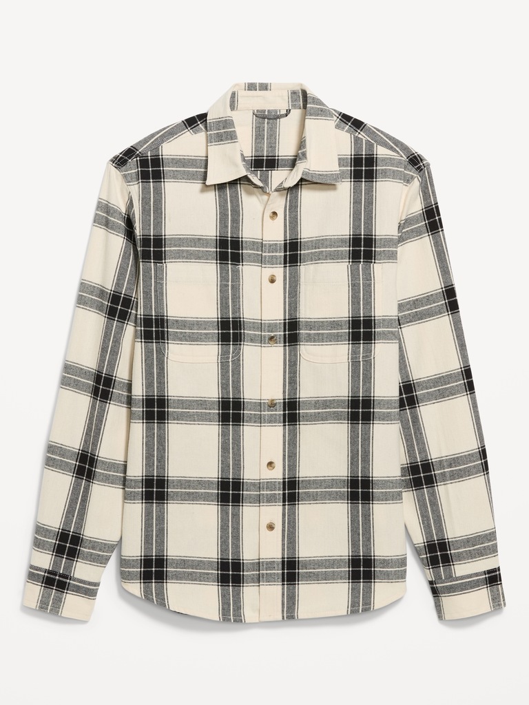 Relaxed Long-Sleeve Flannel Pocket Shirt