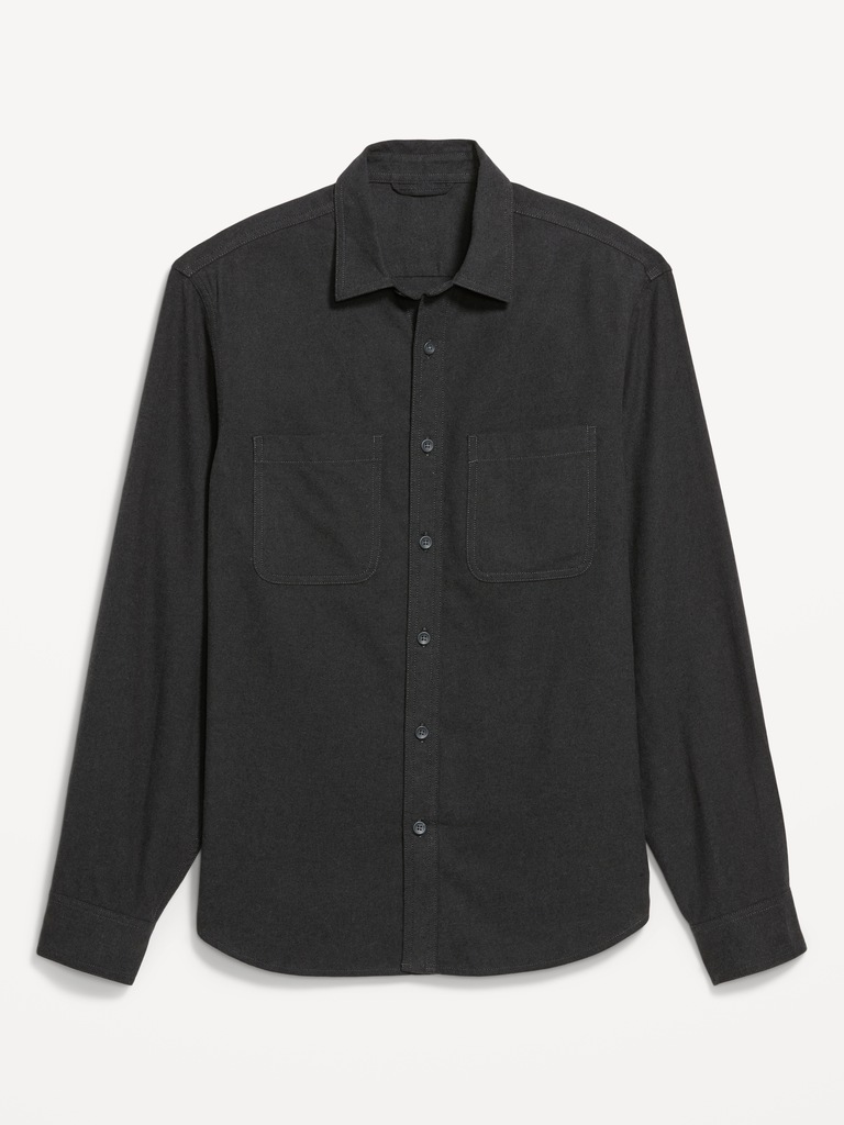 Relaxed Long-Sleeve Flannel Pocket Shirt
