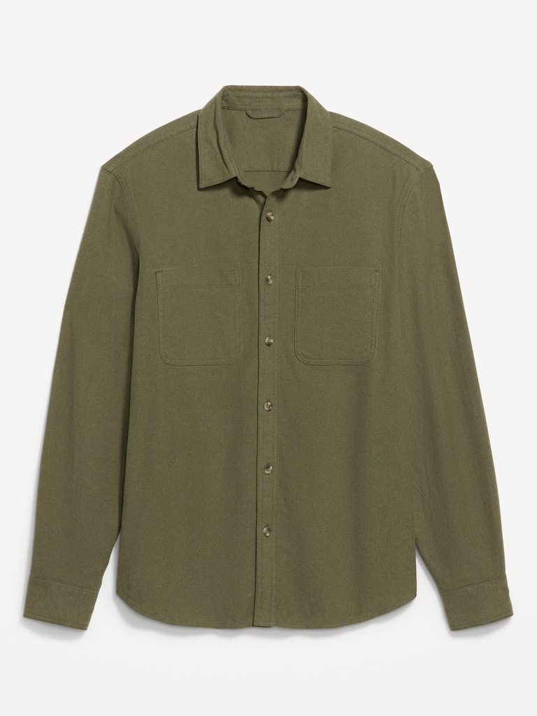 Relaxed Long-Sleeve Flannel Pocket Shirt