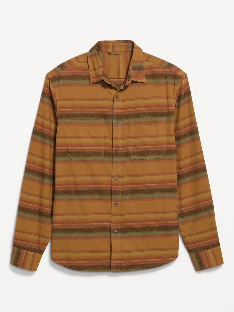 Relaxed Long-Sleeve Flannel Pocket Shirt