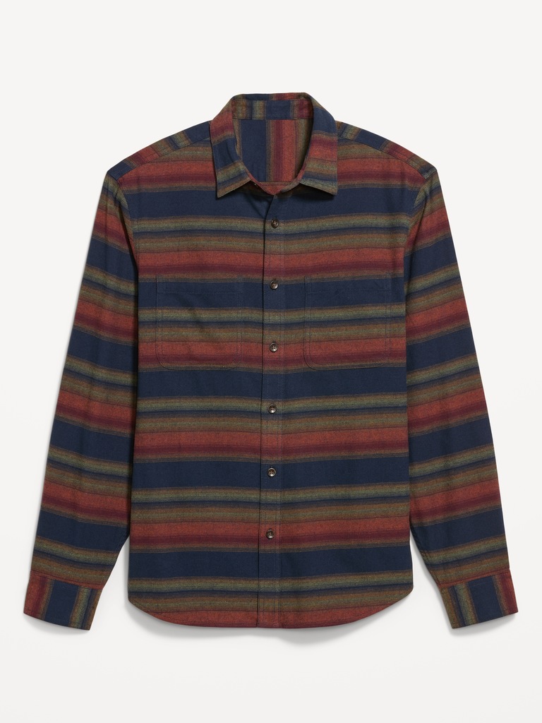 Relaxed Long-Sleeve Flannel Pocket Shirt