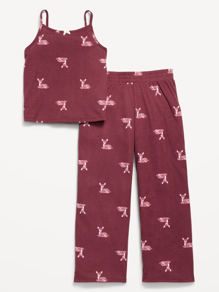Pyjama côtelé composé d’une camisole et d’un pantalon pour fille