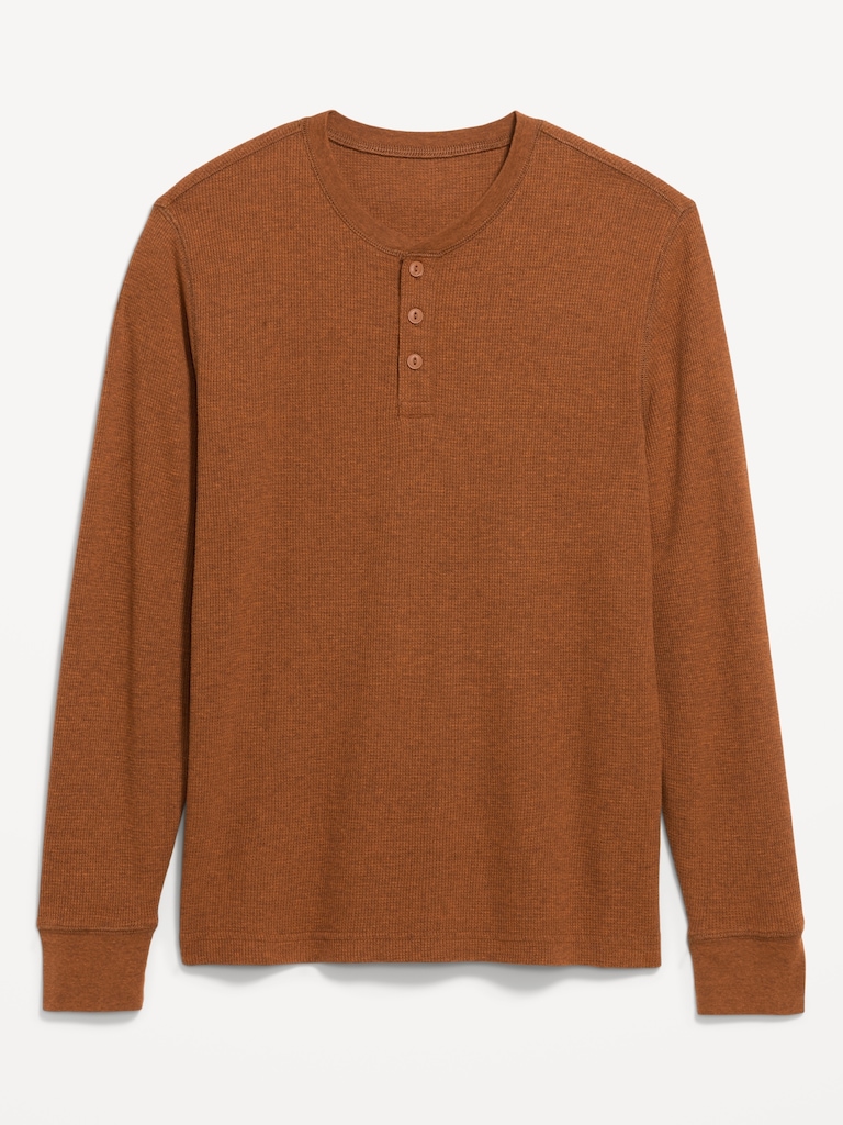 Long-Sleeve Waffle Henley T-Shirt