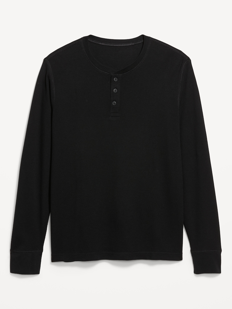 Long-Sleeve Waffle Henley T-Shirt