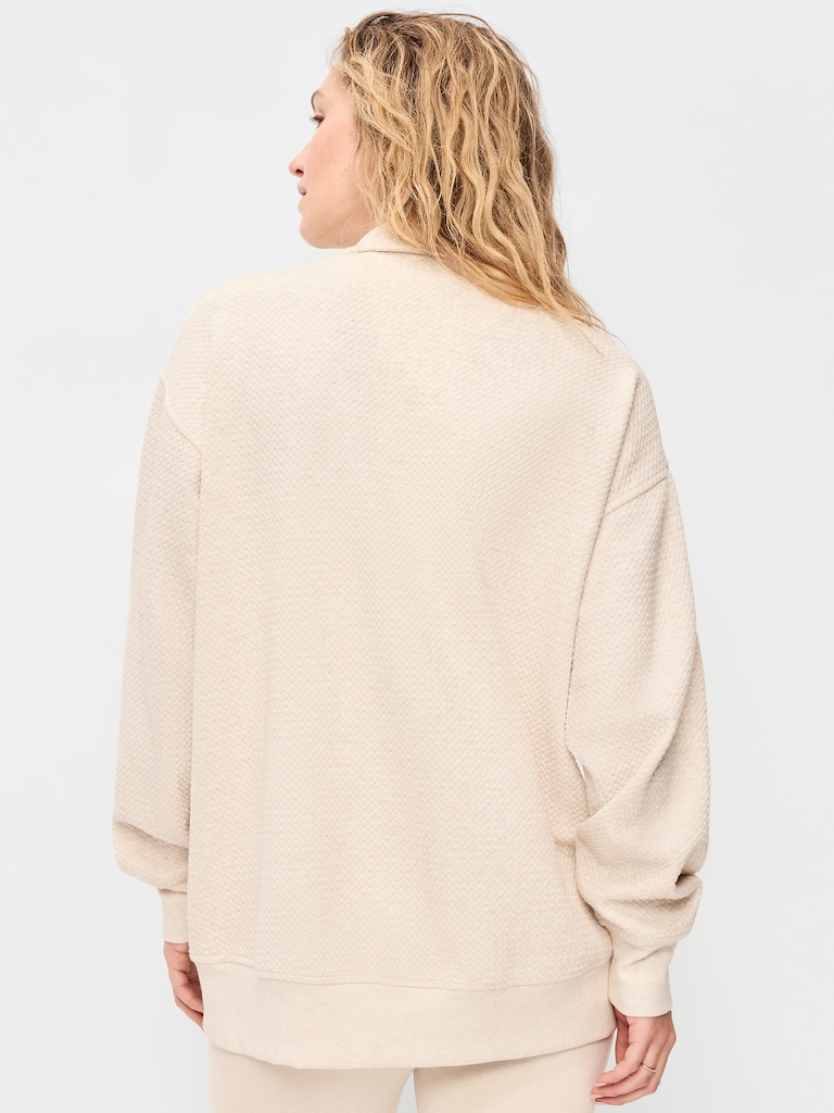 Dynamic Fleece Oversized Textured Tunic Sweatshirt