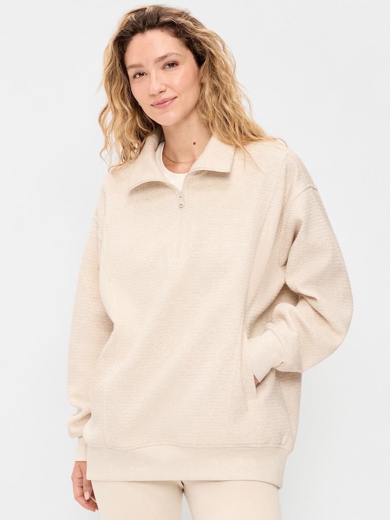 Dynamic Fleece Oversized Textured Tunic Sweatshirt