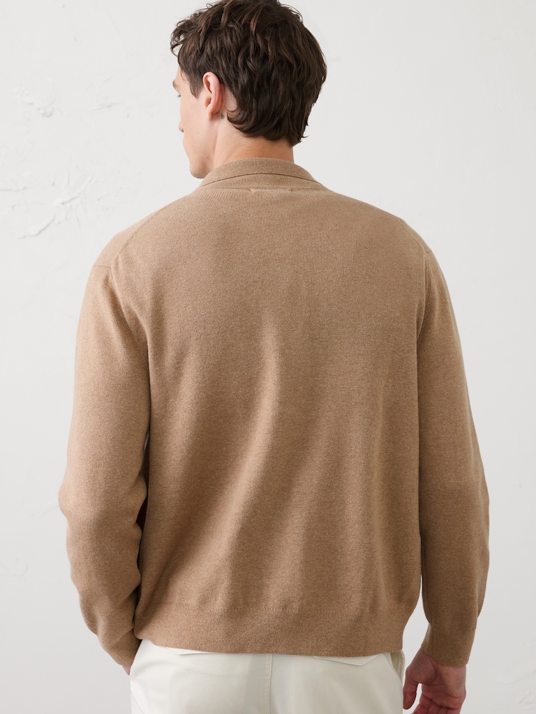 Chest-Pocket Zip Sweater Jacket