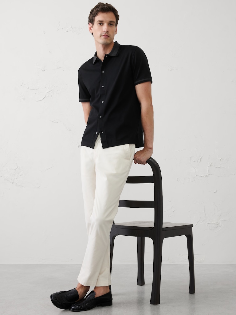 Slim-Fit Luxe Touch Button-Down Polo
