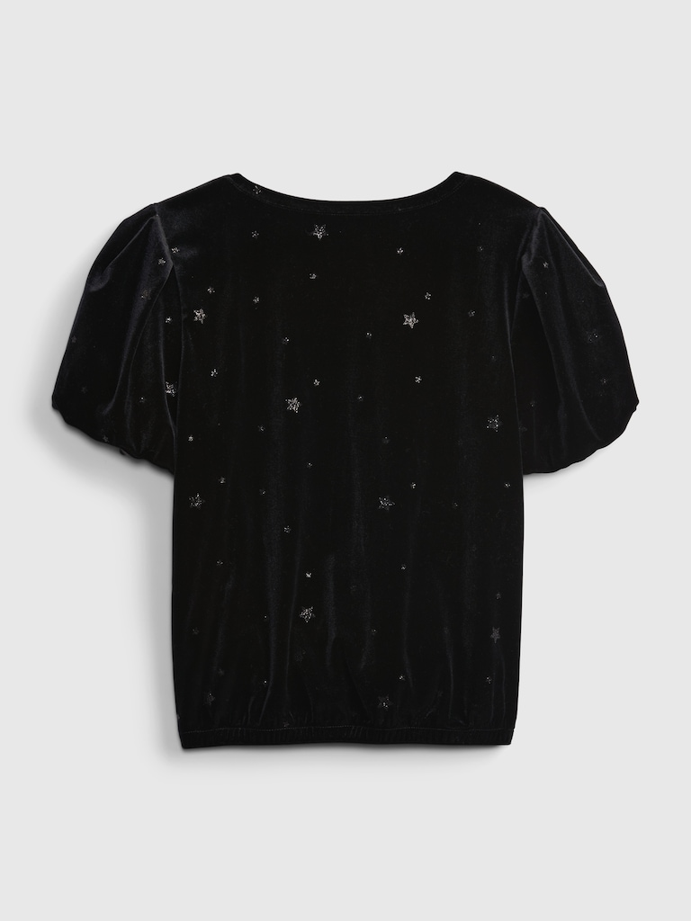 Kids Velvet Puff Sleeve Top