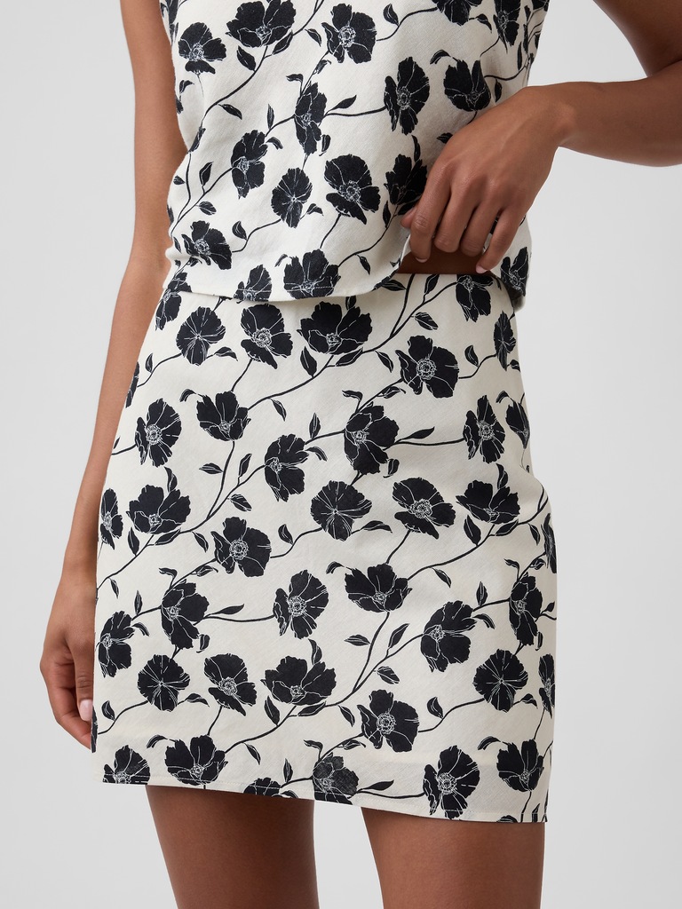 Linen-Blend Mini Skirt