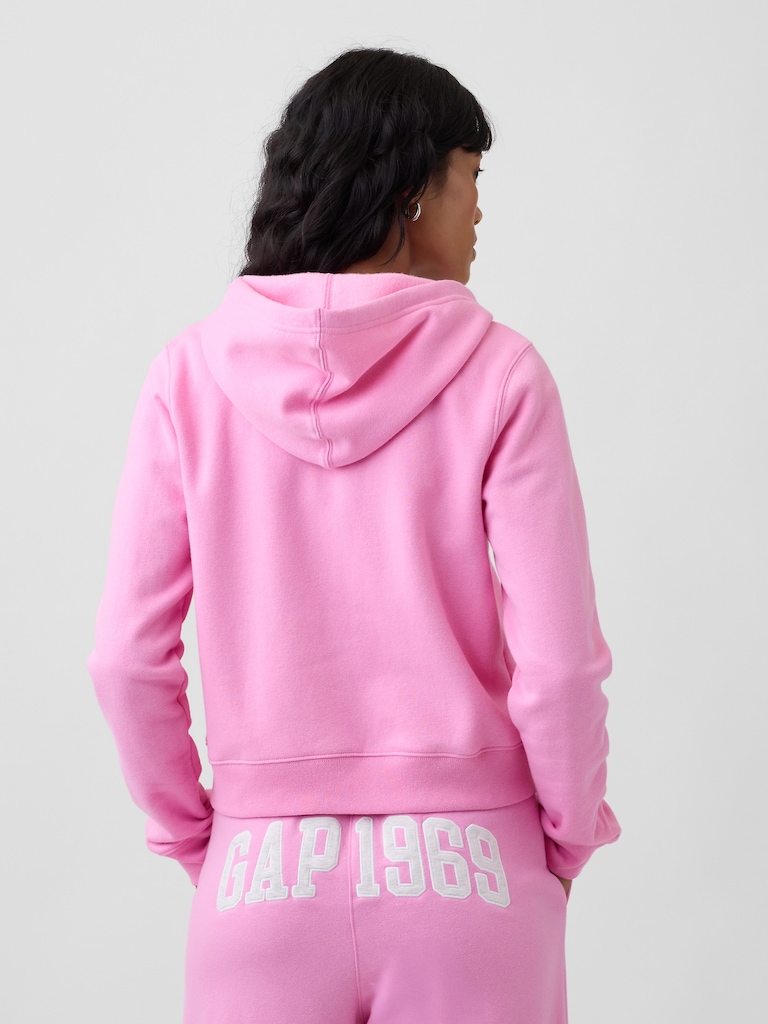 Cropped Fleece Zip Hoodie