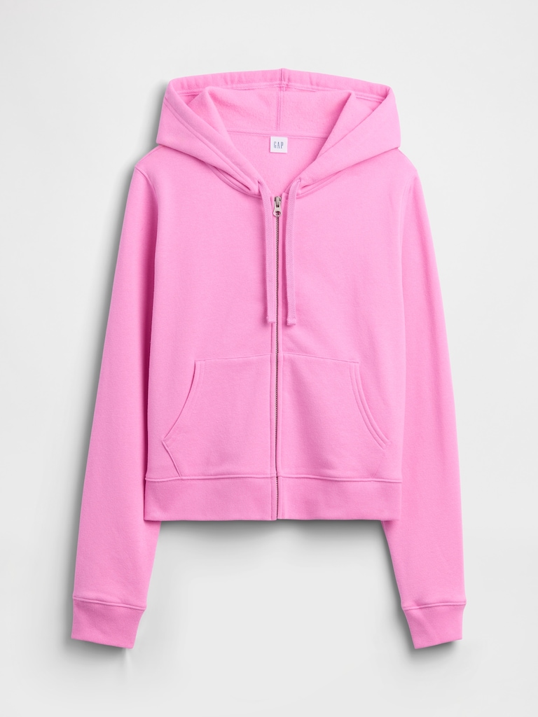Cropped Fleece Zip Hoodie