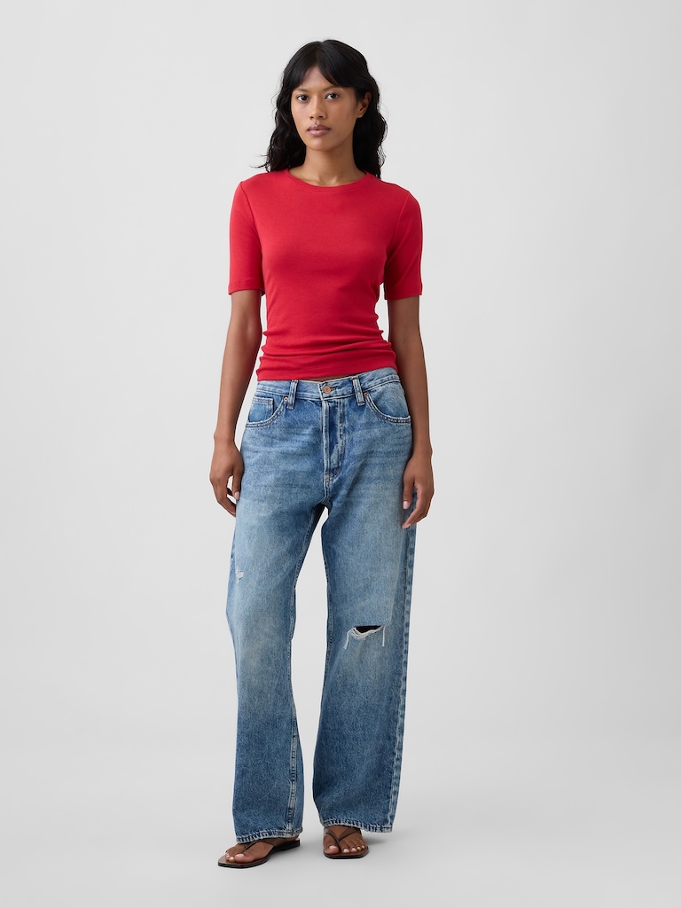 Modern Ribbed Crewneck T-Shirt